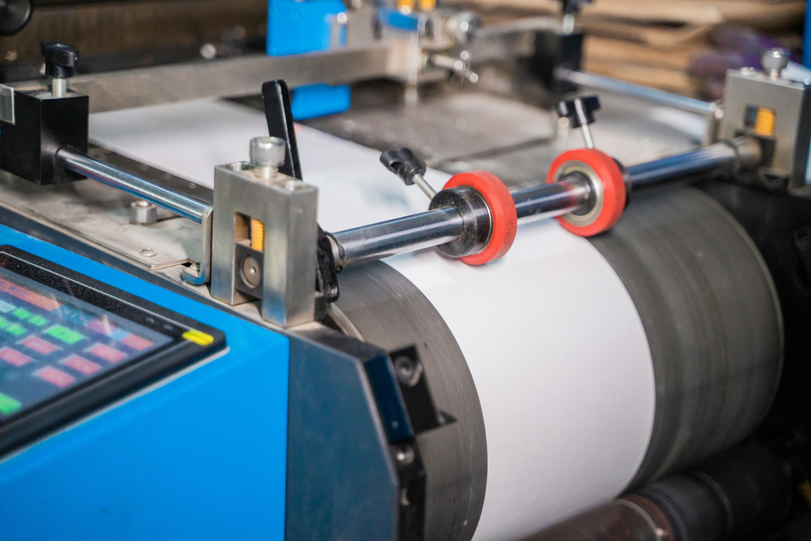 Paper mill floor with industrial rolls — pulp and paper effluent and ZLD context. Photo: Panda Paper Roll on Unsplash.